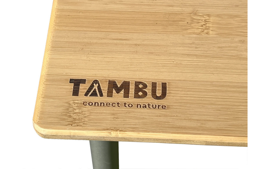 Campingbord Tebo 60 x 40 cm høydejusterbar bambus sammenpakket
