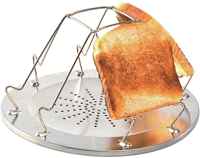 Campingbrødrister for gasskoker sammenleggbar 4 skiver 29 cm front