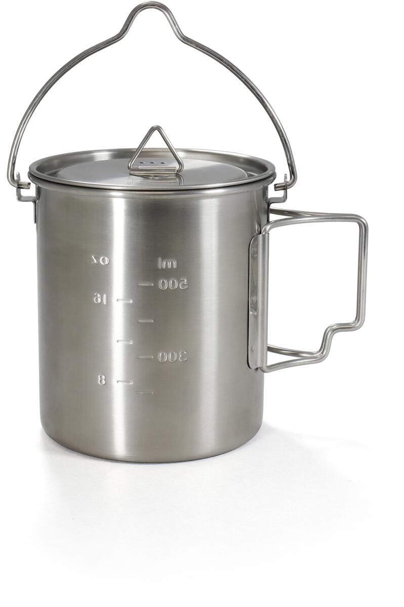 Campinggryte 2-in-1 rustfritt stål 750 ml Ø9,5 cm bakside