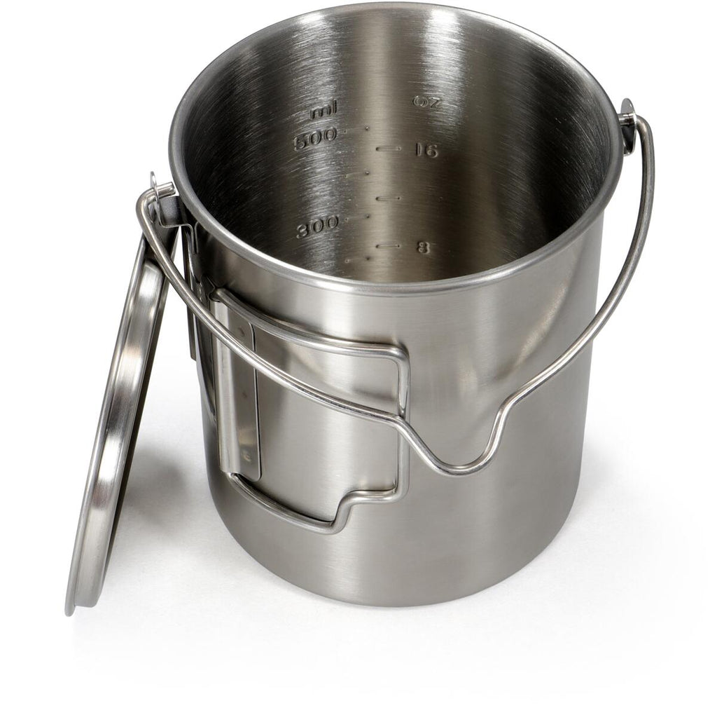 Campinggryte 2-in-1 rustfritt stål 750 ml Ø9,5 cm detalj av lokk