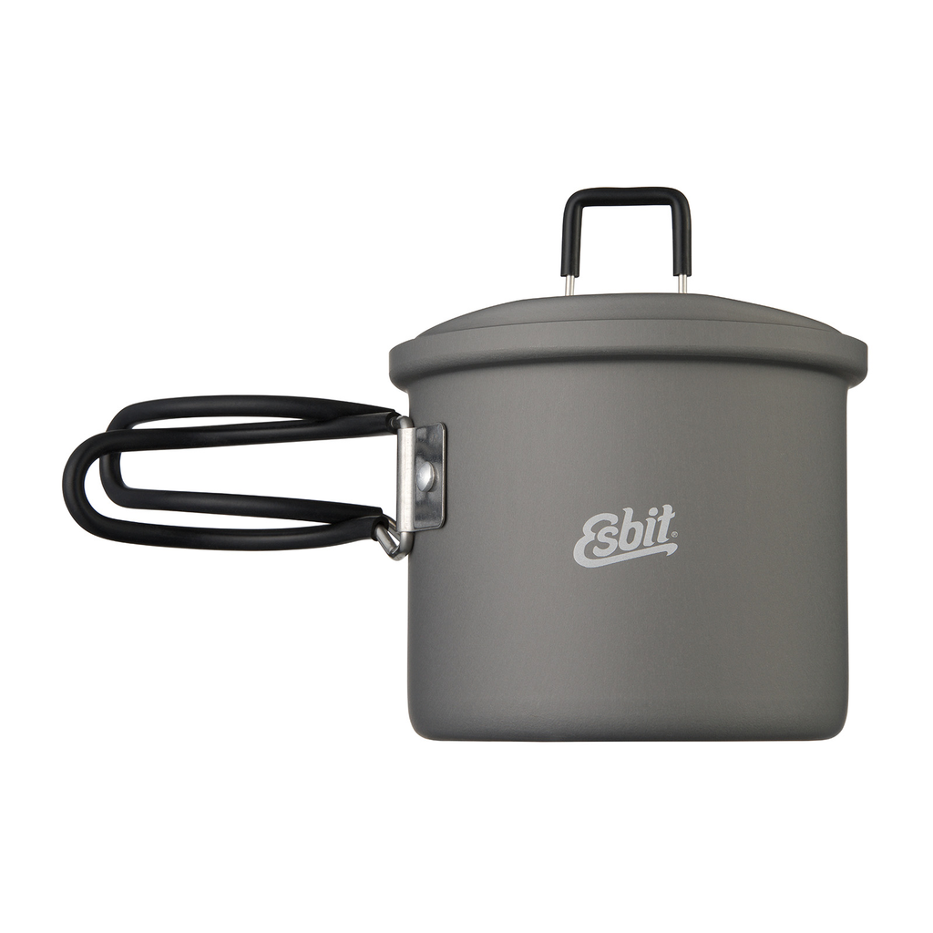 Campinggryte aluminium 625 ml med klappbare håndtak - Esbit forfra