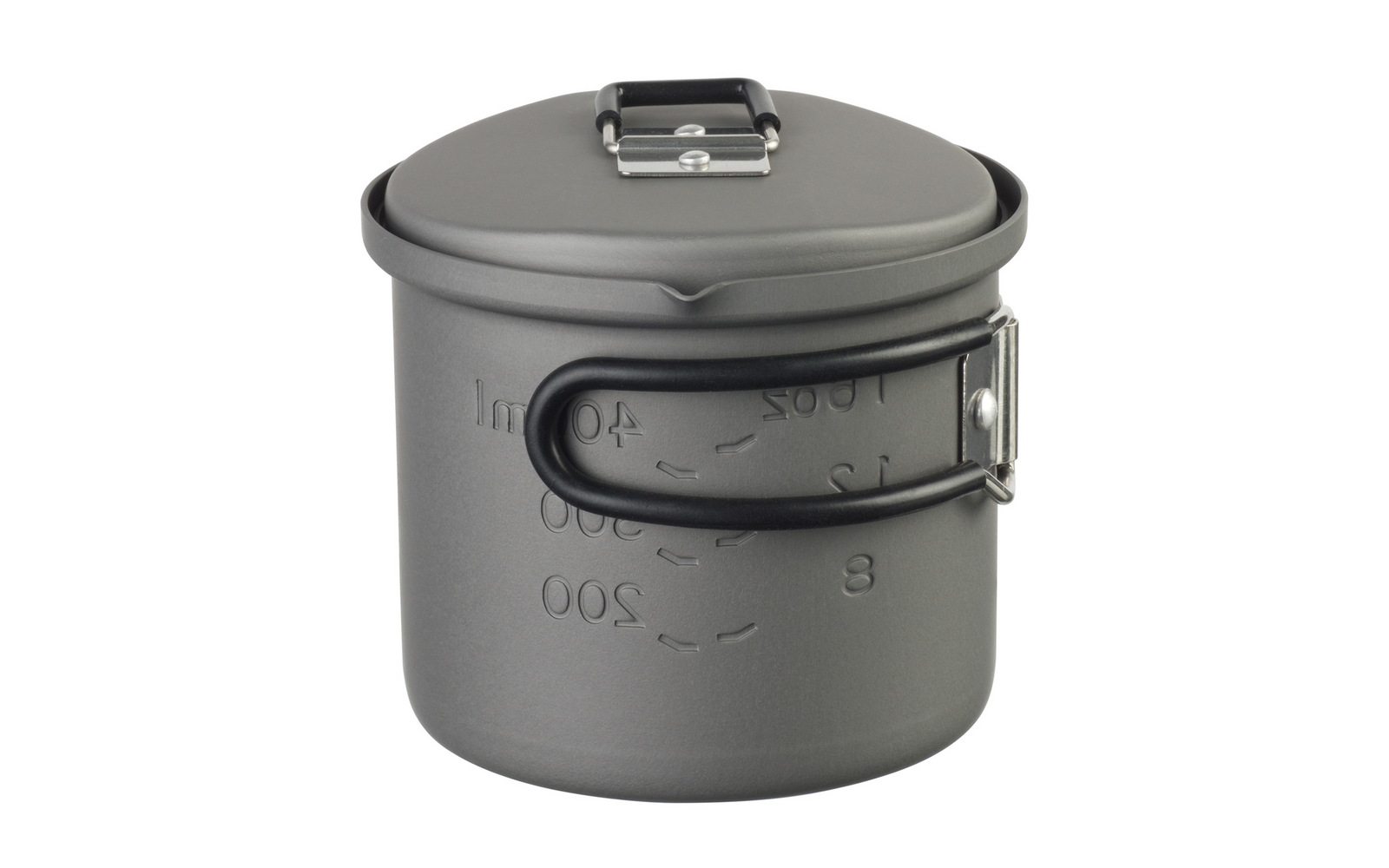 Campinggryte aluminium 625 ml med klappbare håndtak - Esbit bakside