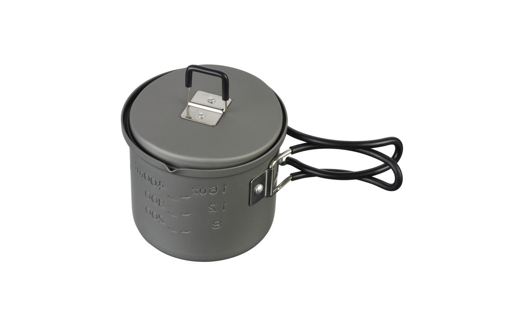 Campinggryte aluminium 625 ml med klappbare håndtak - Esbit lokk montert