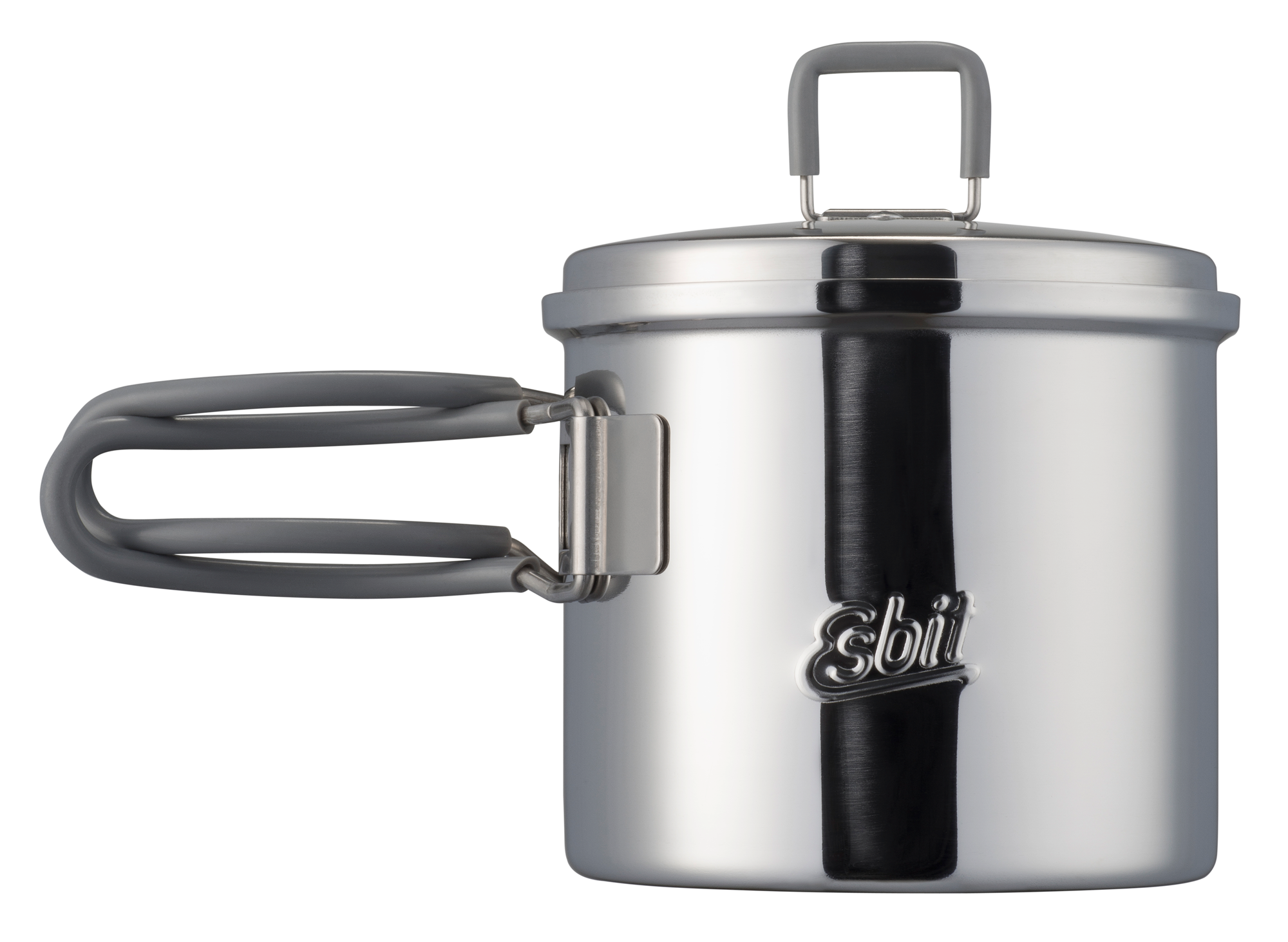 Campinggryte rustfritt stål 625 ml med sammenleggbare håndtak - Esbit forfra