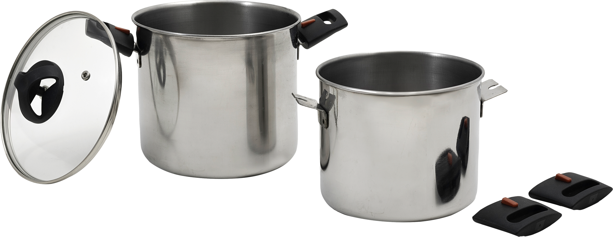 Campinggryte X-Steel 1 rustfritt stål Ø14 cm avtakbare håndtak sett forfra