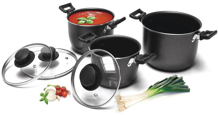 Campinggrytesett 6-deler aluminium med glasslokk 1,8 kg - Camp4 sett foran