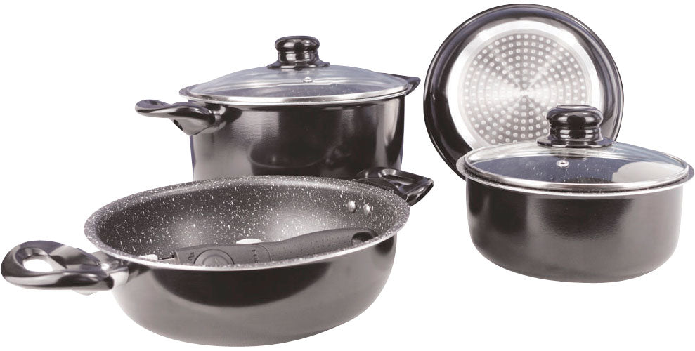 Campinggrytesett 7-delt induksjon med non-stick belegg - Gimex front