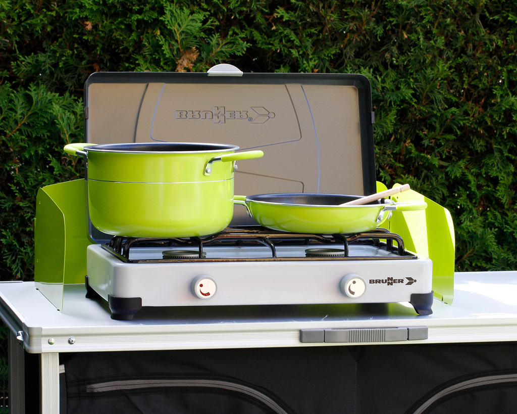 Campinggrytesett Popote Juniper 8+1 aluminium stablebar forfra