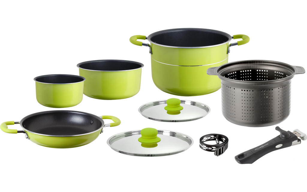 Campinggrytesett Popote Juniper 8+1 aluminium stablebar non-stick belegg