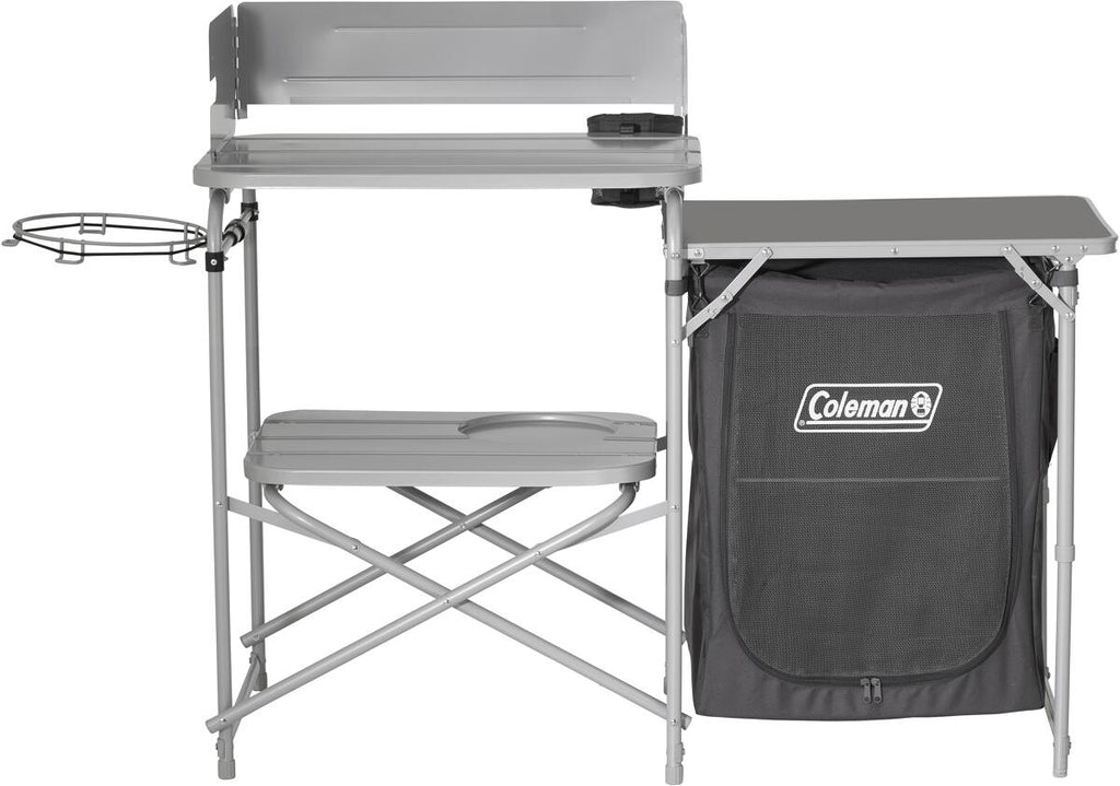 Campingkjøkken 119x48,5x98 cm grå/svart stål - Coleman bakside med oppbevaring