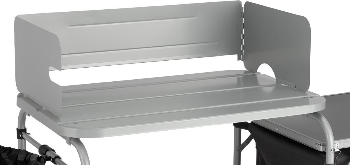 Campingkjøkken 119x48,5x98 cm grå/svart stål - Coleman detalj av kjøkkenflate og sidelagerbord