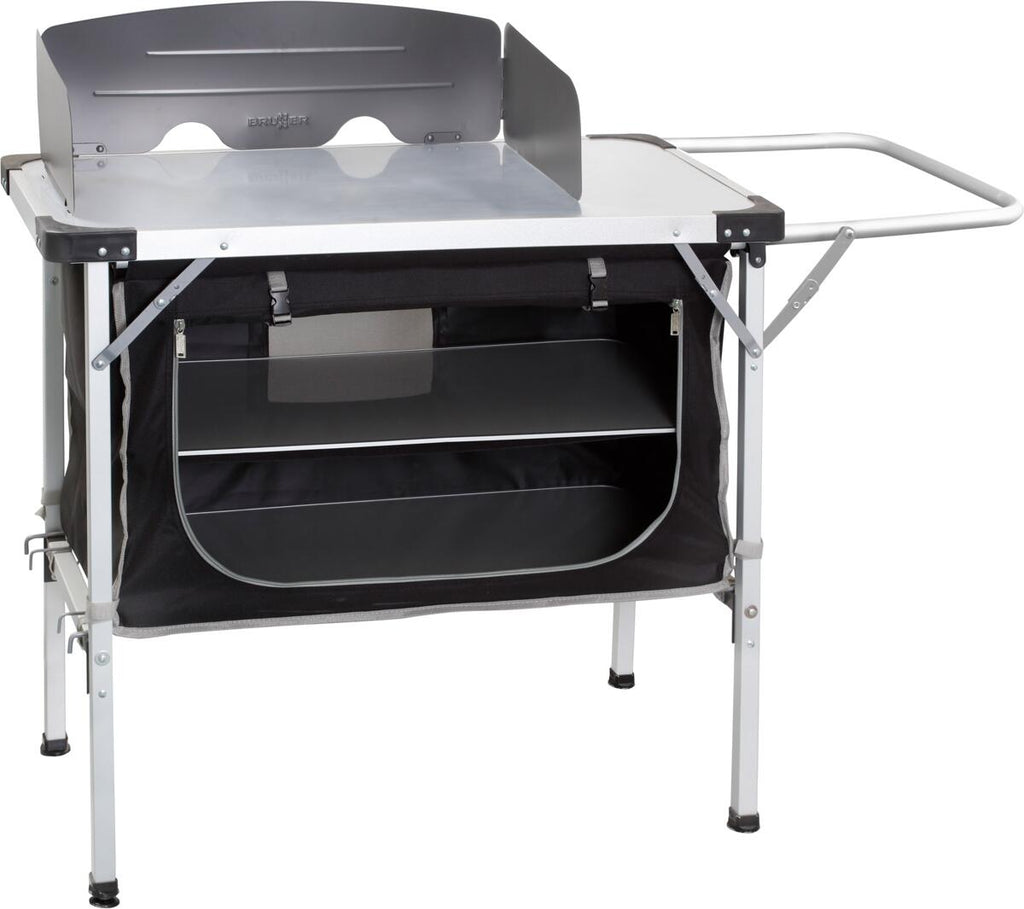 Campingkjøkken Chuck Box NG 90x50xH82 cm med vindskjerm forfra