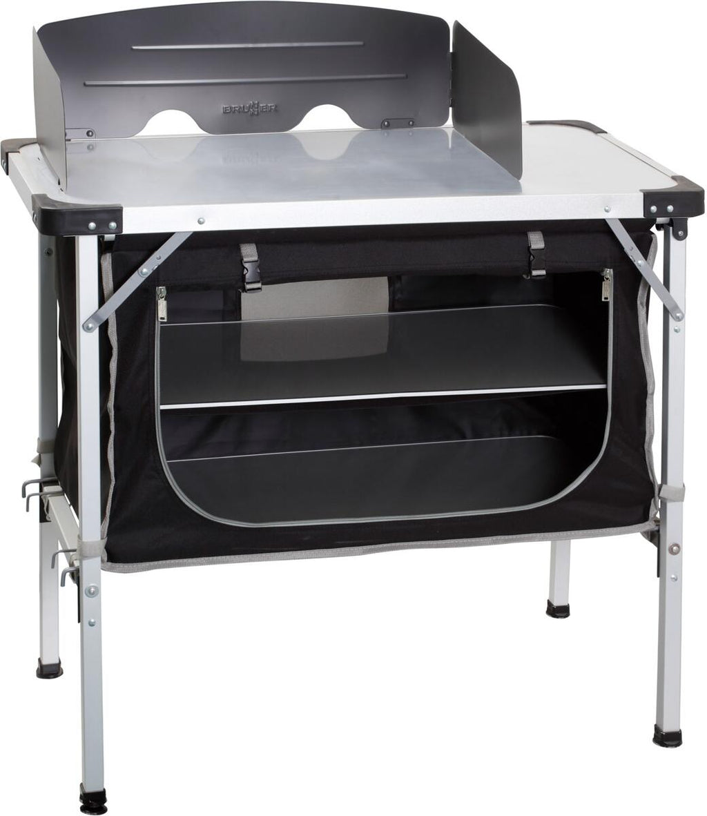 Campingkjøkken Chuck Box NG 90x50xH82 cm med vindskjerm bakside