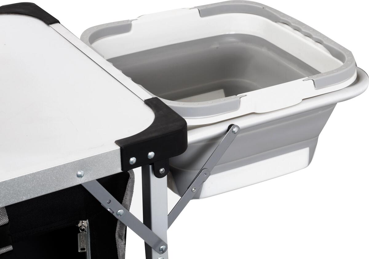 Campingkjøkken Chuck Box NG 90x50xH82 cm med vindskjerm detalj av aluminiumsramme