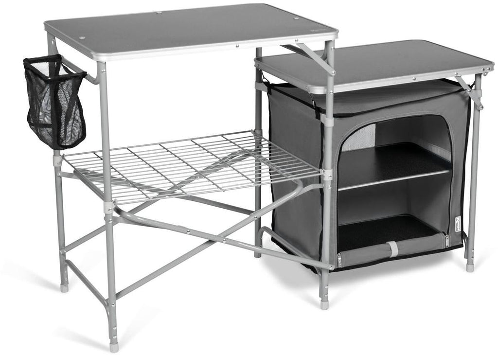 Campingkjøkken Commander med uttrekkbart sidebord detalj nærbilde