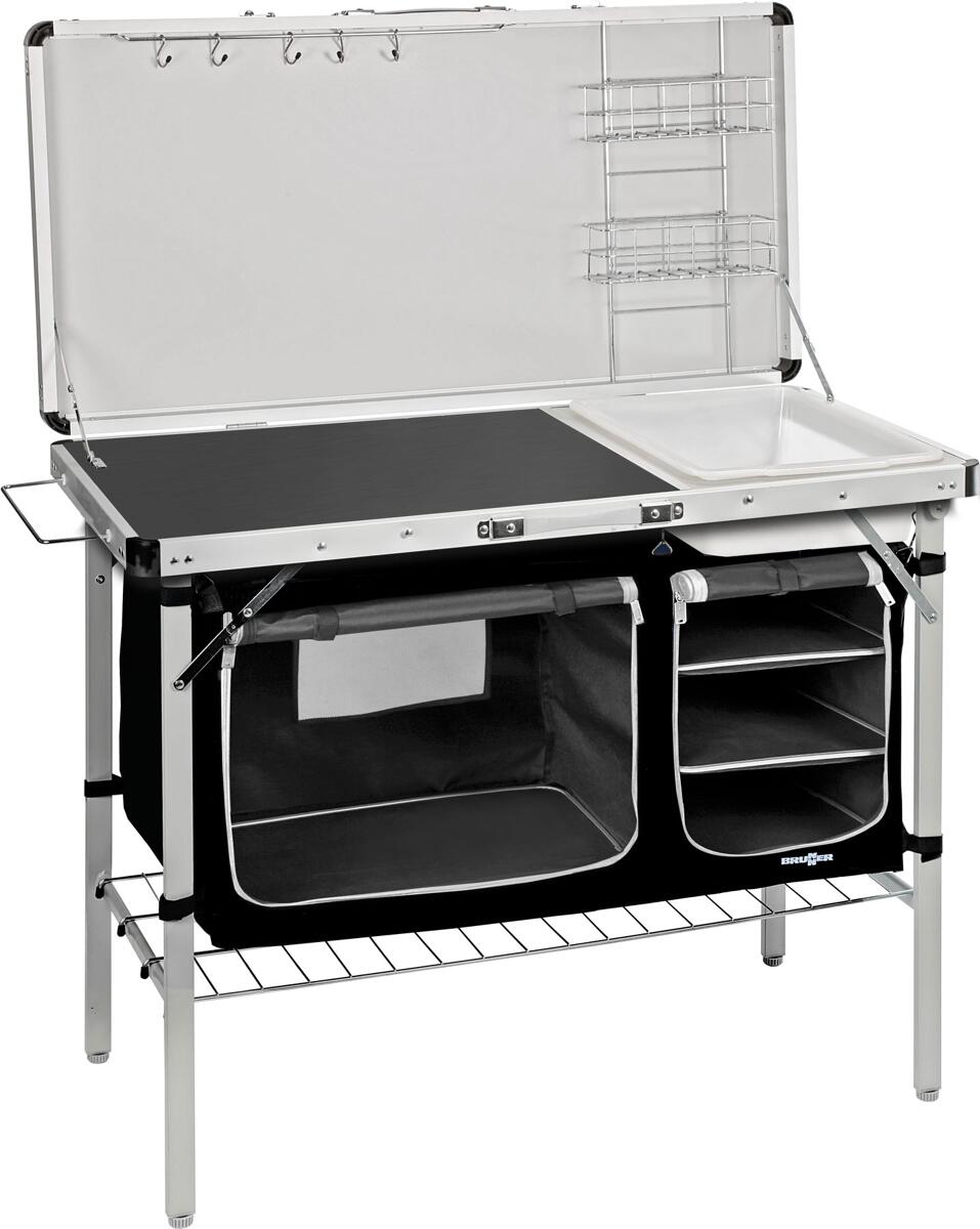Campingkjøkken Drive In Black 100x50 cm med vask forfra