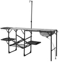 Campingkjøkken med oppvaskkum 143x88 cm aluminium 10,3 kg - CAMPWERK forfra