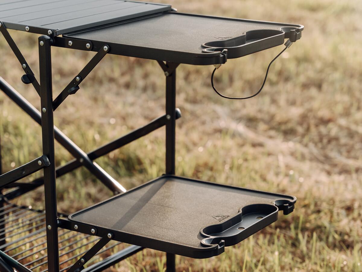 Campingkjøkken med oppvaskkum 143x88 cm aluminium 10,3 kg - CAMPWERK nærbilde av teleskopstang