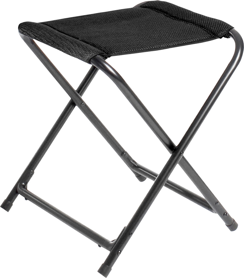 Campingkrakk Aravel Vitachic Stool forfra med aluminiumramme og svart sete