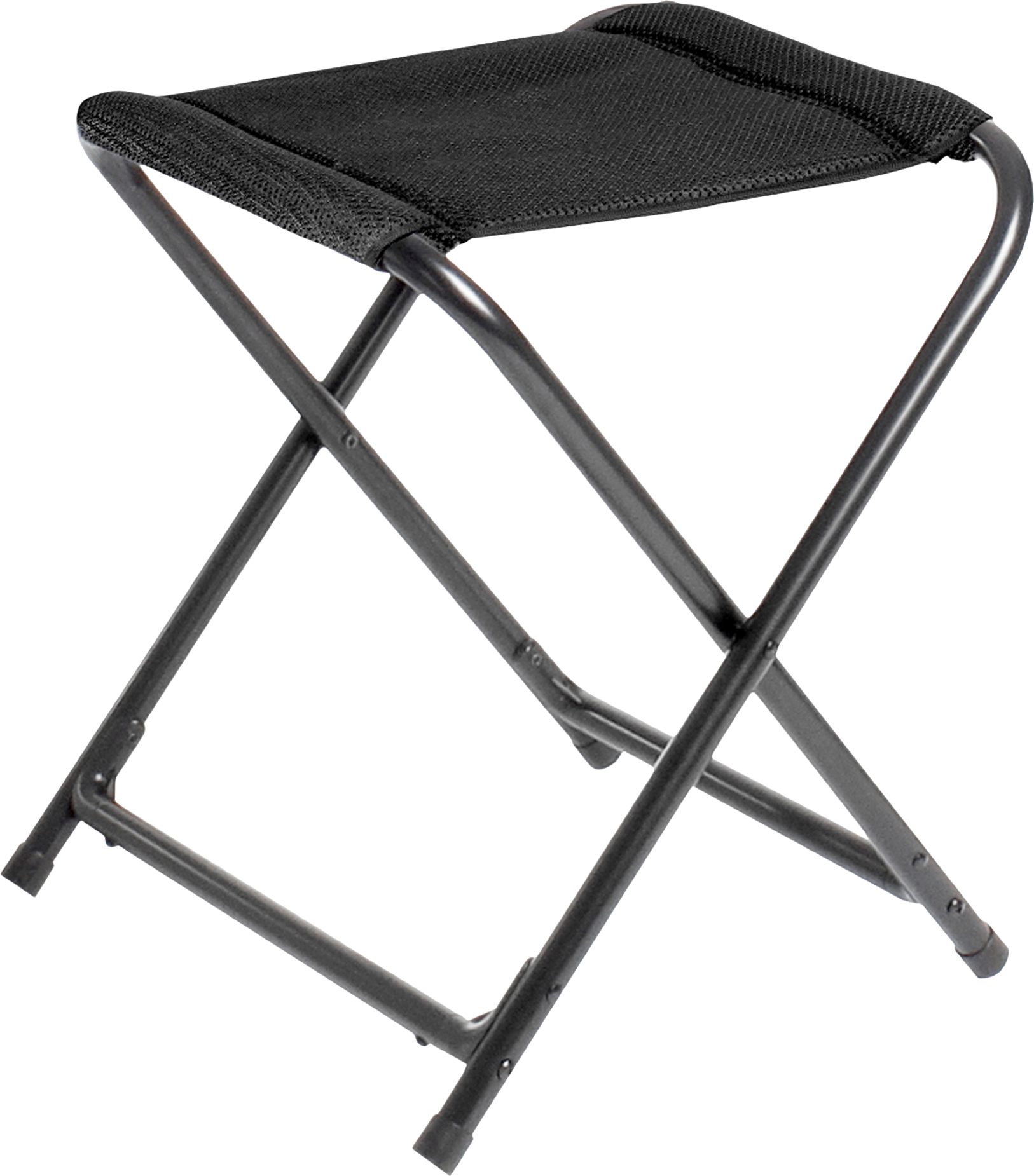 Campingkrakk Aravel Vitachic Stool forfra med aluminiumramme og svart sete