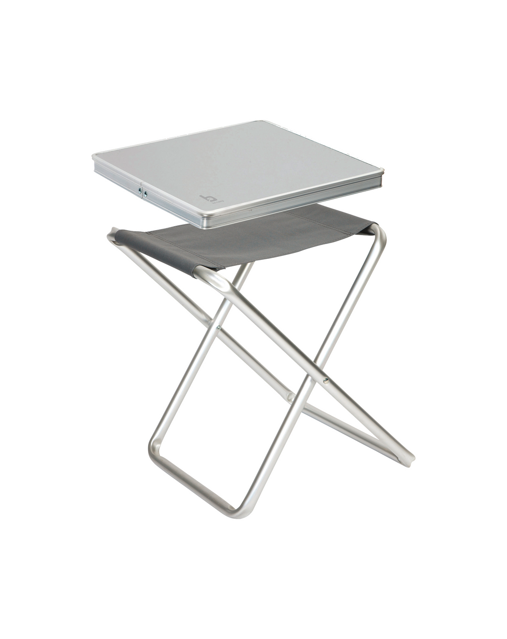 Campingkrakk med bordplate grå 40x48 cm aluminium - Bo-Camp forfra