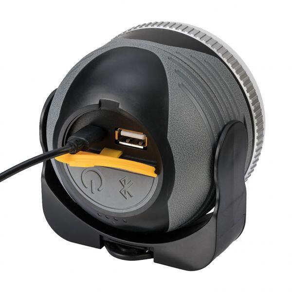 Campinglampe OLI bakside med USB-port og opphengskrok