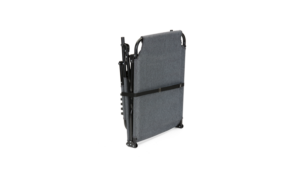 Campingliege grå melert 186x60 cm med kopp­holder detalj av koppholder