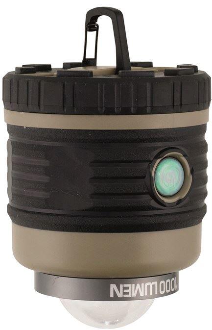 Bakside av Campinglykt Lighthouse 1000lm batteridrevet khaki