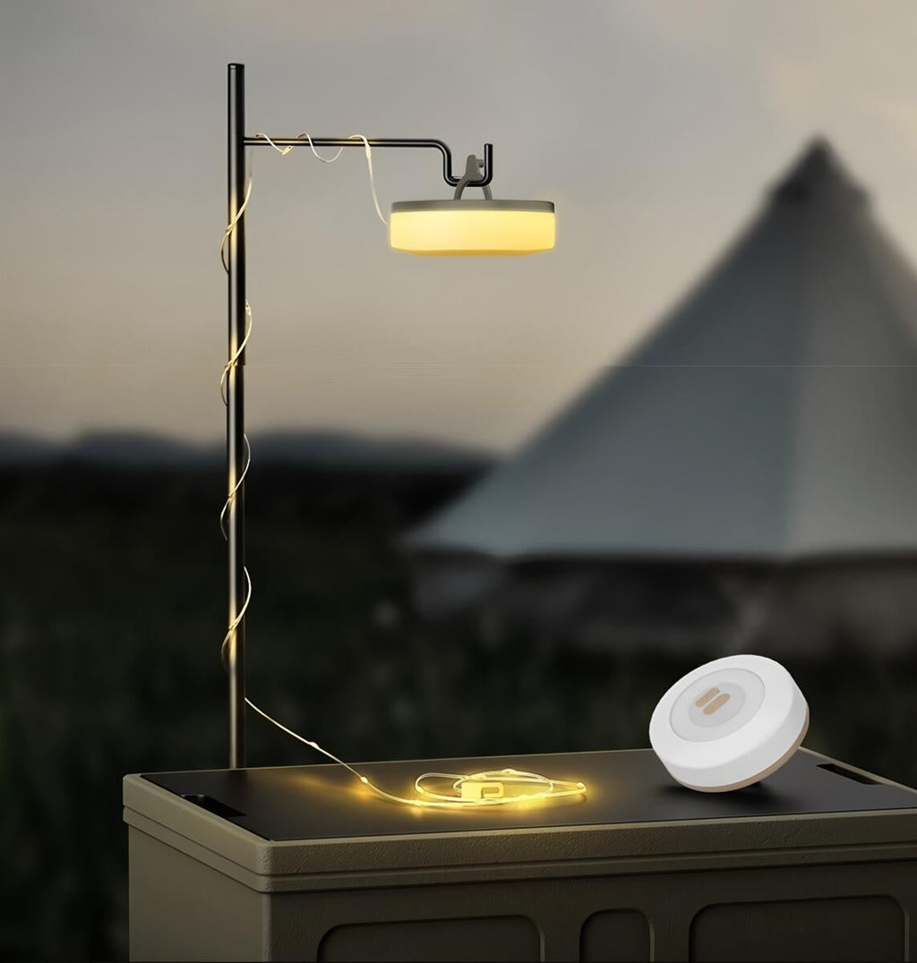 Campinglykt MultiGlow med lyslenke 10 m oppladbar USB-C USB-C ladekabel