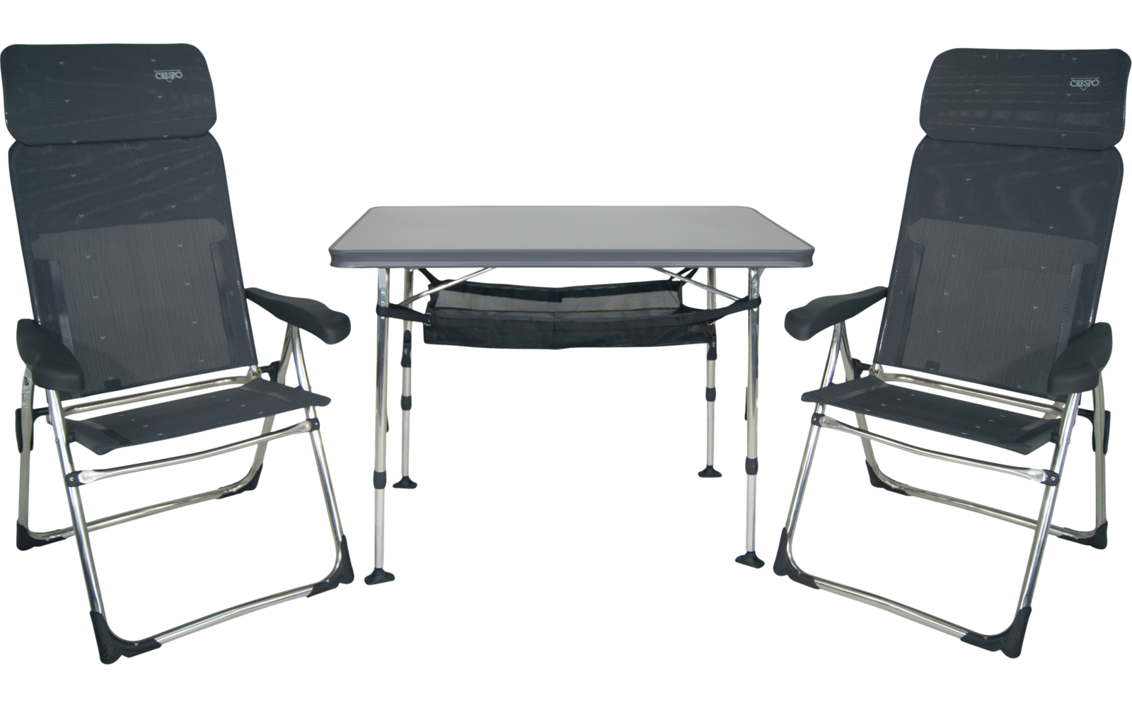 Campingmøbelsett AL/213-CT 5-delt bord + 2 stoler - Crespo montert på campingplass