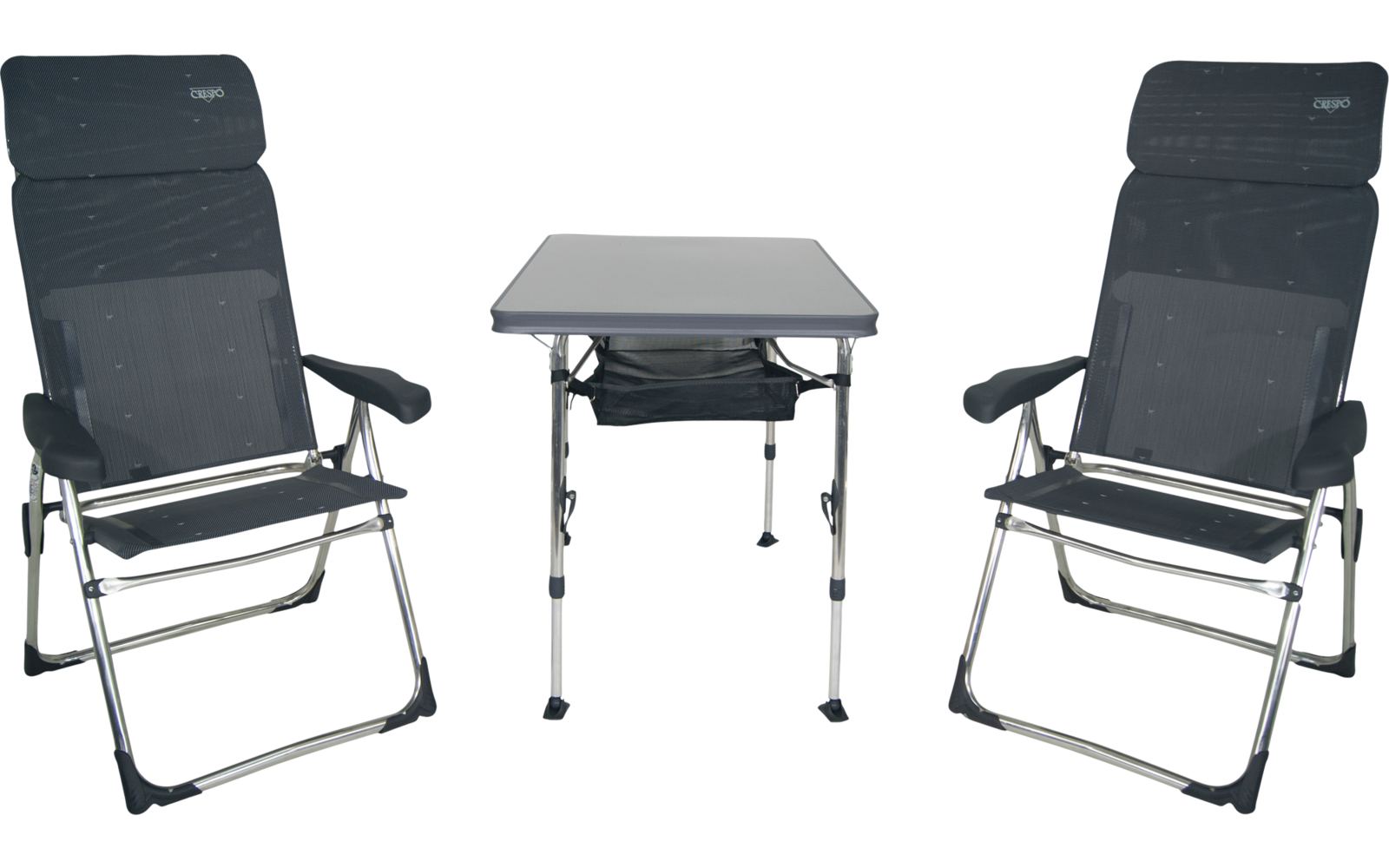 Campingmøbelsett AL/213-CT 5-delt bord + 2 stoler - Crespo nærbilde av bordplate