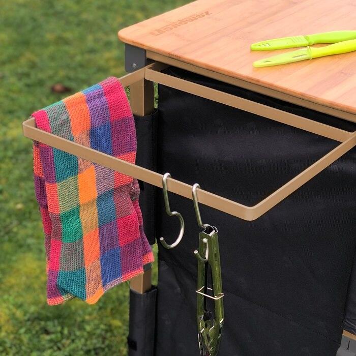 Campingskap Eco V2 med bambusplate foldet sammen