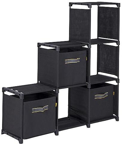 Campingskap Troutman med 6 hyller og 3 bokser svart forside