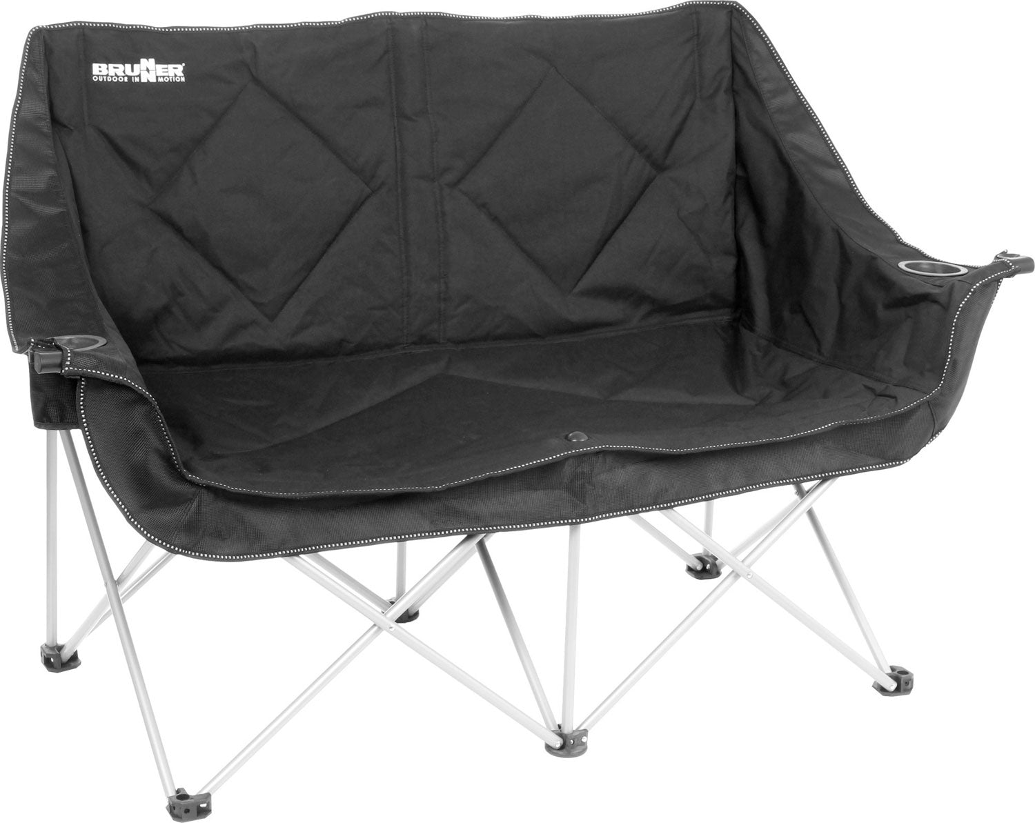 Campingsofa Action sammenleggbart 2-seter svart 5,3 kg fra Brunner front