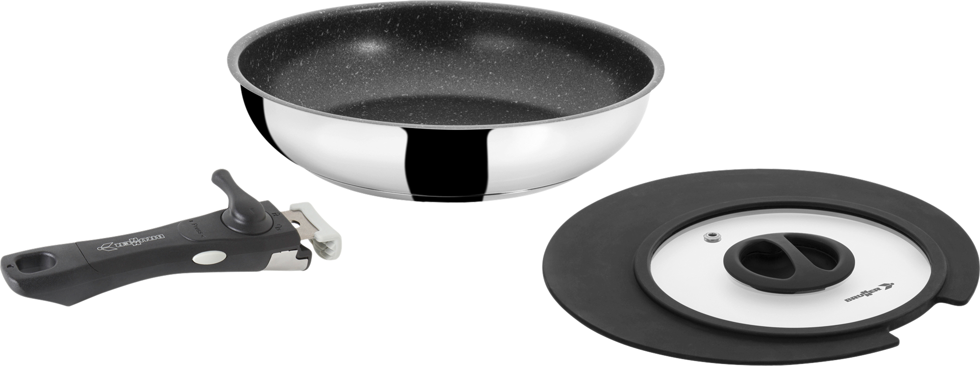 Campingstekepanne Academy Pan 3-delt Ø22 cm rustfritt stål forfra