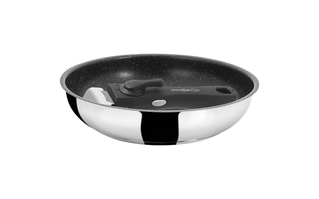Nærbilde av overflate på Campingstekepanne Academy Pan 3-delt Ø22 cm rustfritt stål