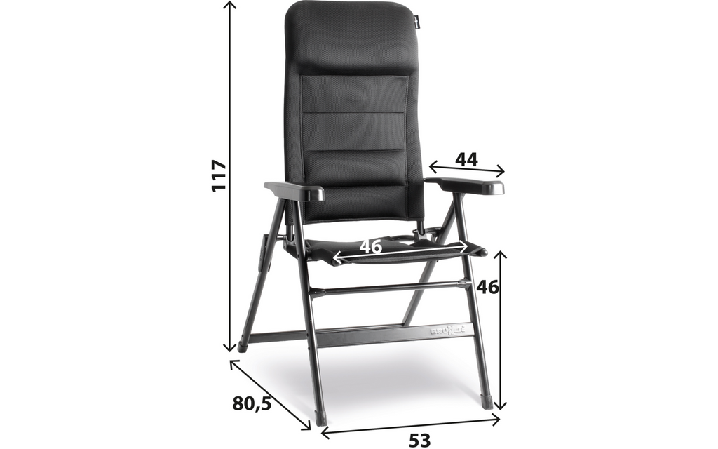 Campingstol Aravel 3D 7-pos justerbar rygg aluminium 150 kg bakside