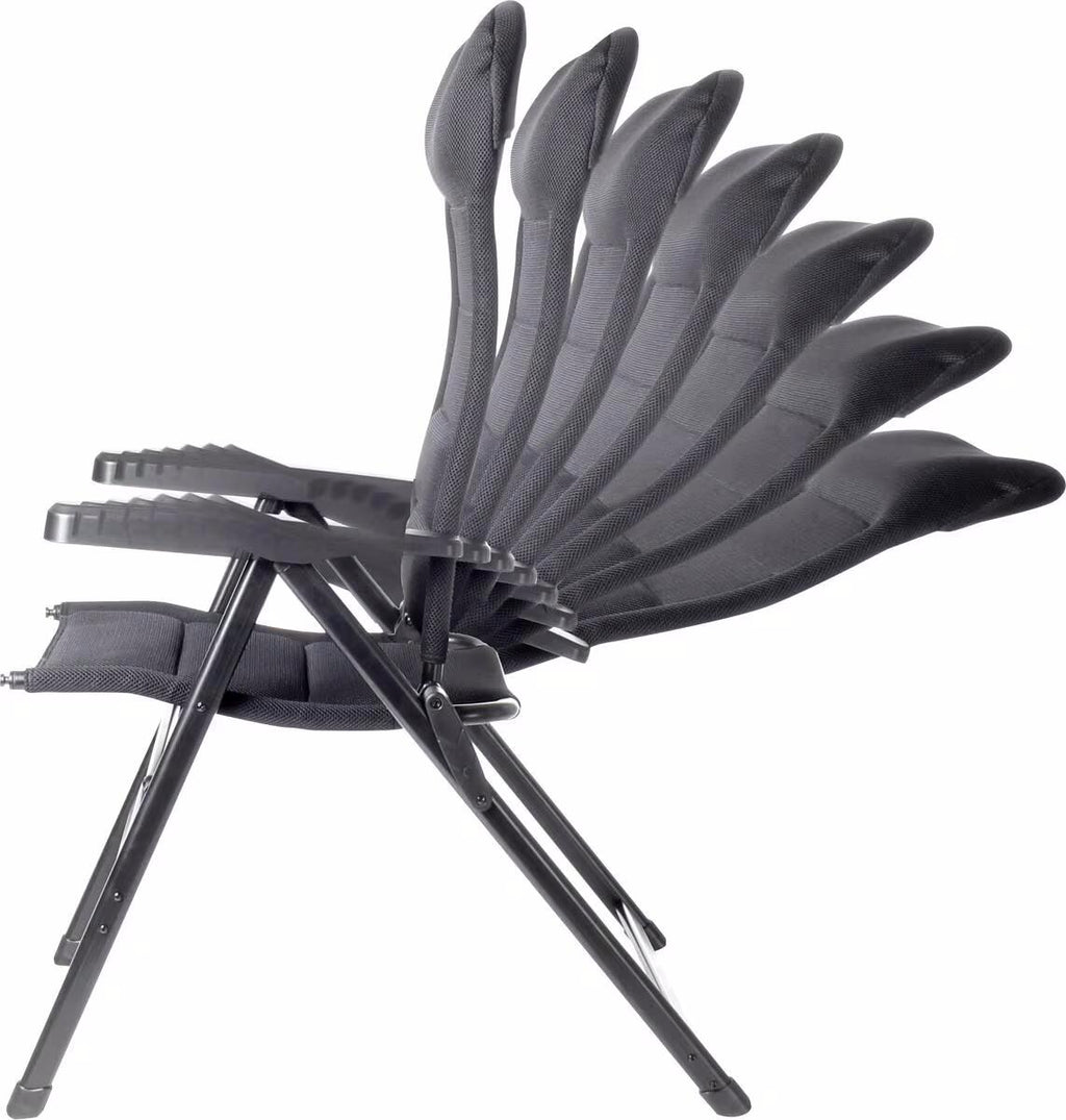 Campingstol Aravel 3D 7-pos ryggstøtte 150 kg aluminium bakside