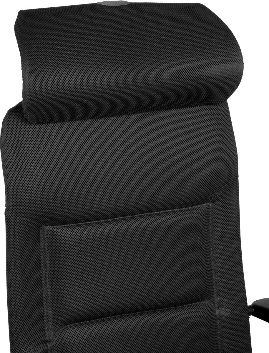 Campingstol Aravel H2L sidevisning med svart polyester