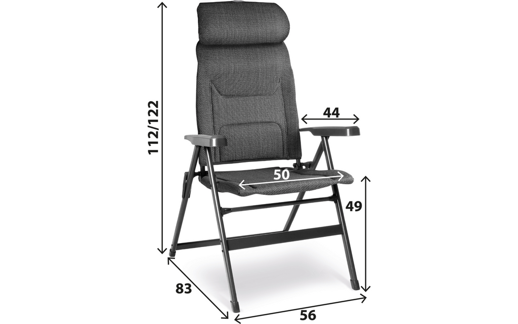 Campingstol Aravel Vitachic H2L bakside og sammenlagt