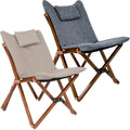 Campingstol Bloomsbury med trerammeverk og polstring forfra