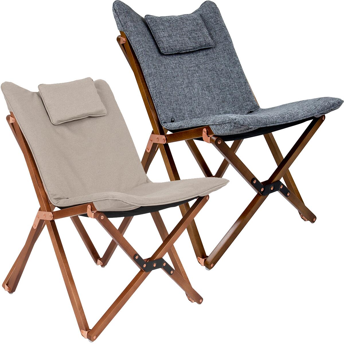 Campingstol Bloomsbury med trerammeverk og polstring forfra