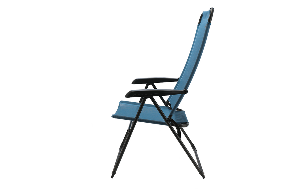 Nærbilde av tekstil på Campingstol Como sky blue 6-pos ryggstøtte