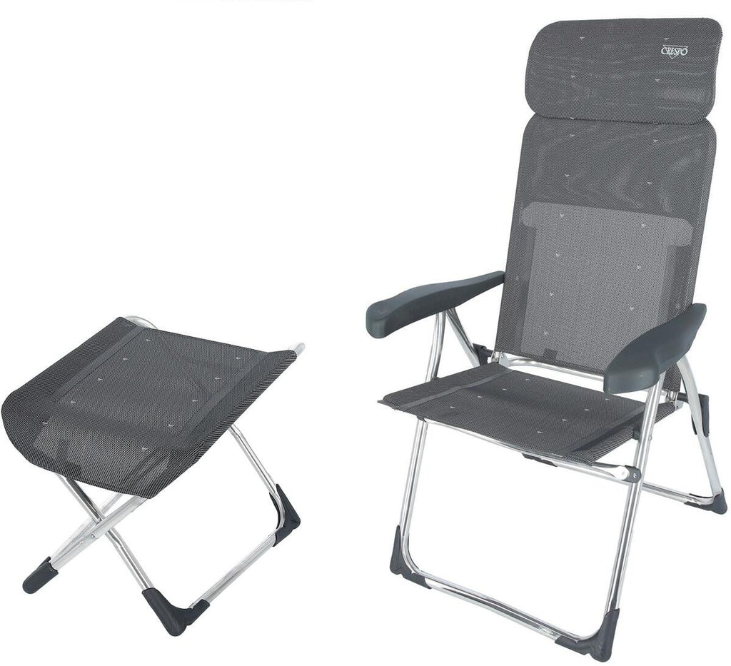 Campingstol Compact AL/213 med benstøtte antrasitt forfra