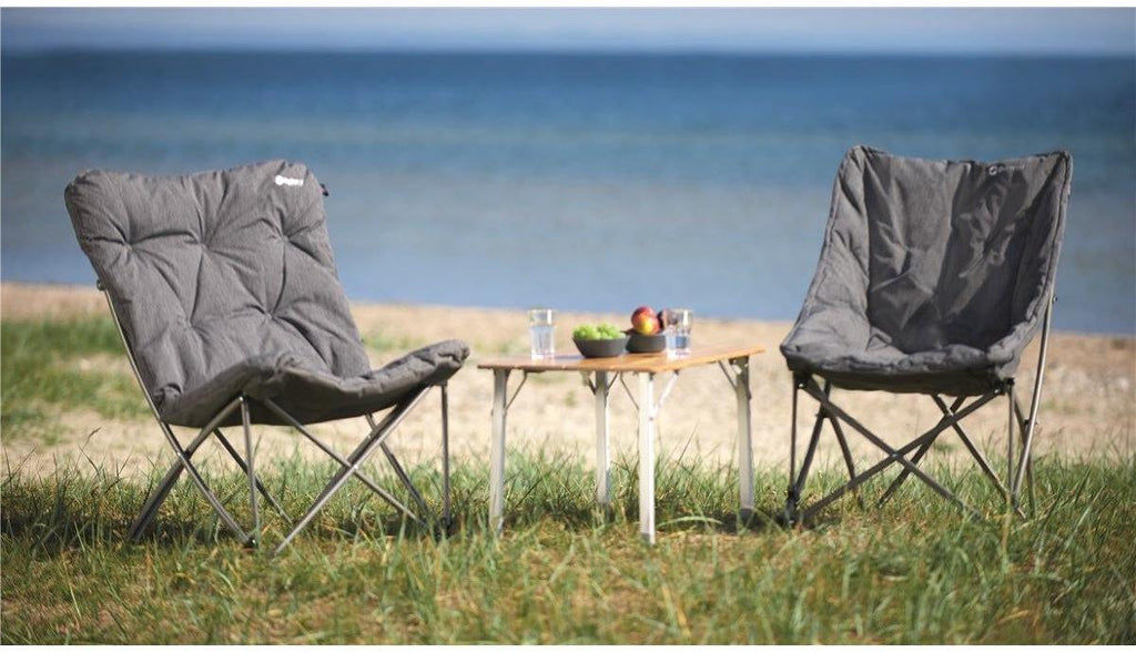 Campingstol Fremont Lake sammenleggbar grå sideprofil