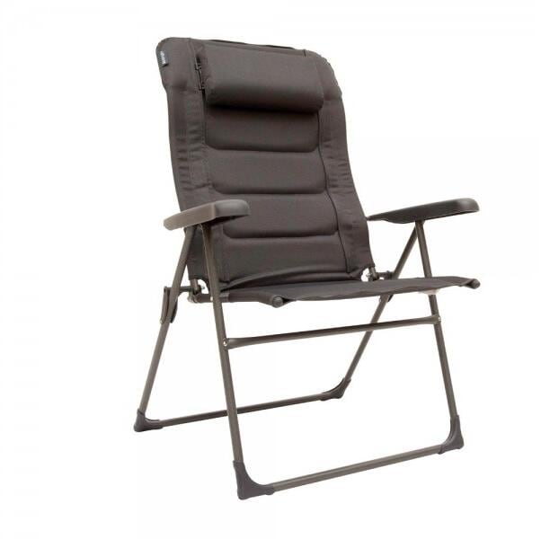 Campingstol Hampton Grande DLX Chair forfra med grå stoff