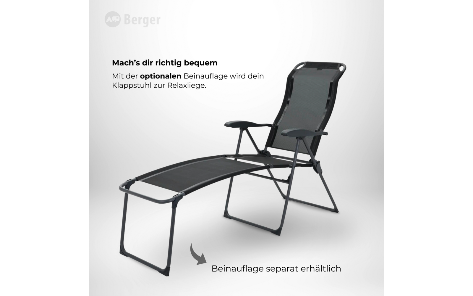 Campingstol Iseo Comfort svart montert på campingplass