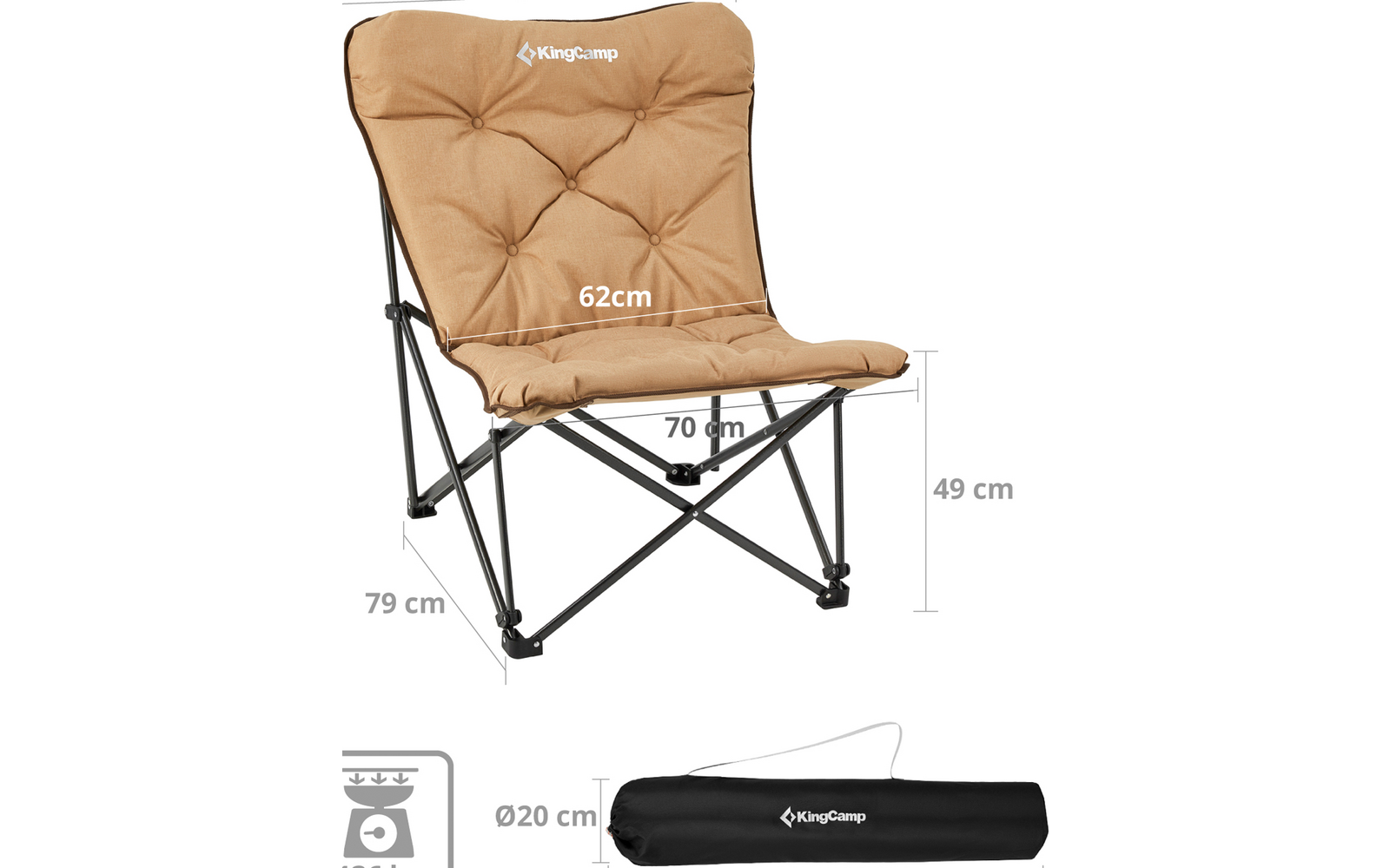 Campingstol Lindon Relax lounge chair beige bakside