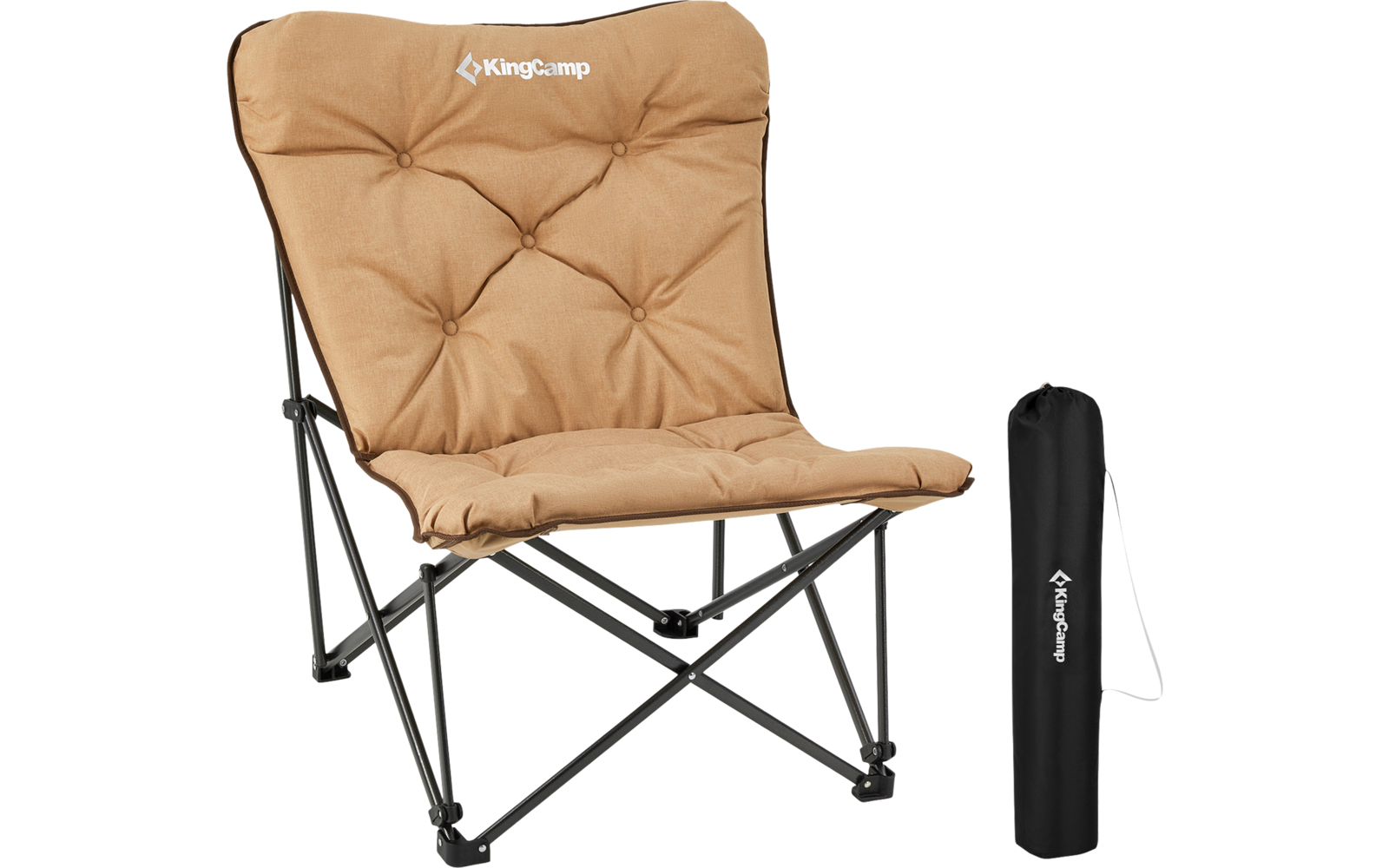 Campingstol Lindon Relax lounge chair beige detalj av stoff