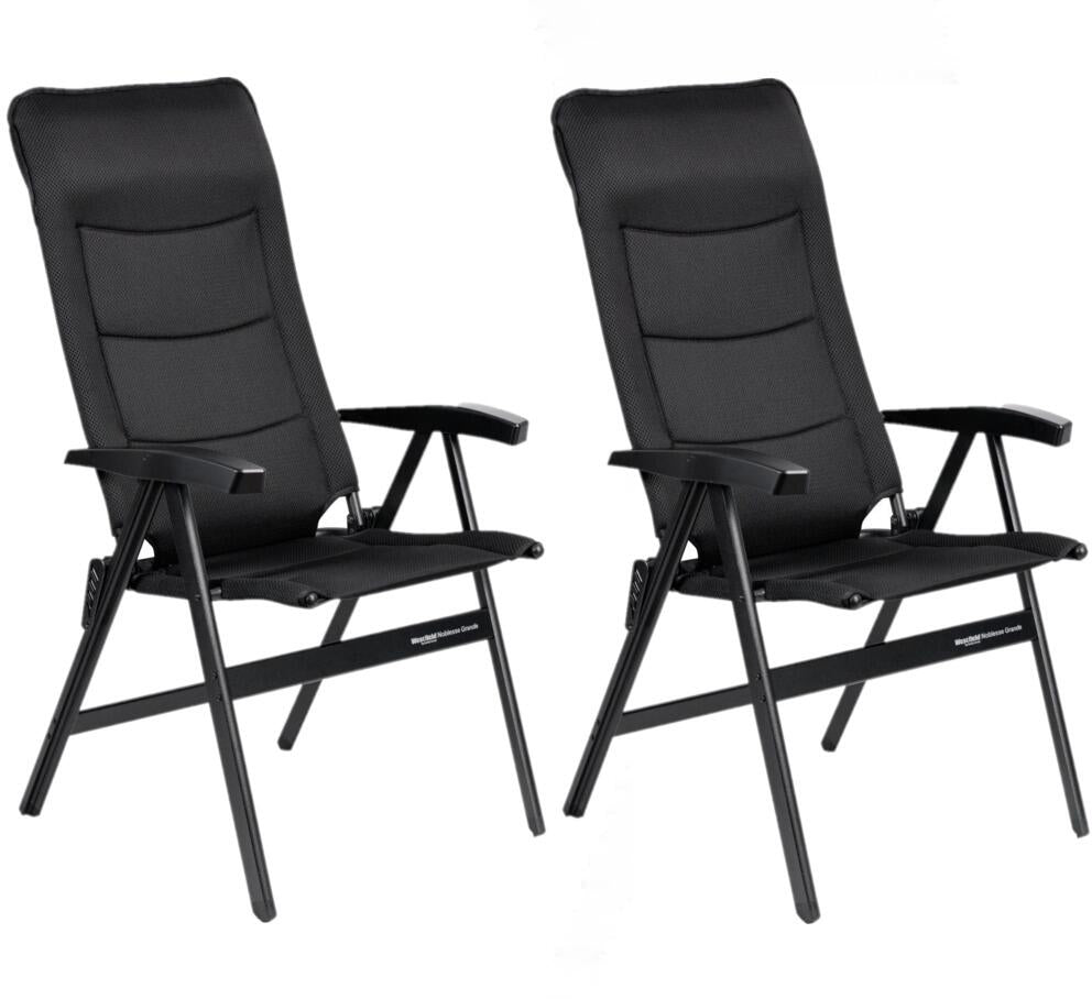 Campingstol Noblesse Grande sett 2-pk, svart forfra